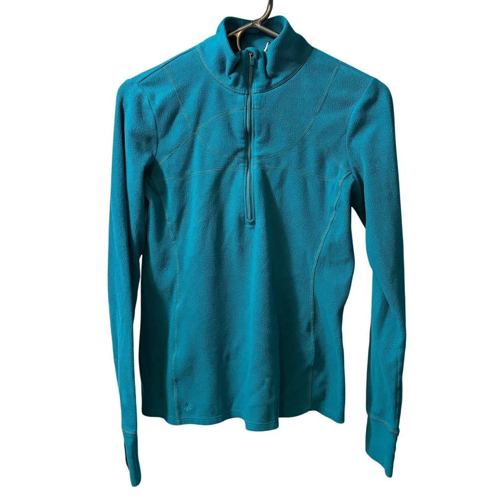 Athleta Teal Blue Fleece Quarter Zip Pullover Thumbholes XS